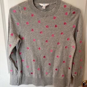 Time and Tru Gray Crewneck Sweater with Hot Pink Heart Motif
NWOT